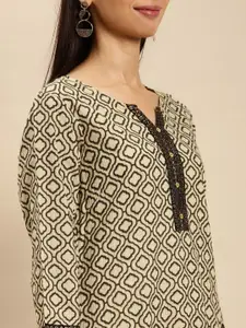 Rangita Women Ethnic Motifs Printed Pure Cotton Knee Length Straight Kurtas