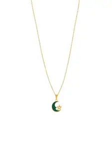 DressBerry Green Gold-Plated Moon Pendant With Chain
