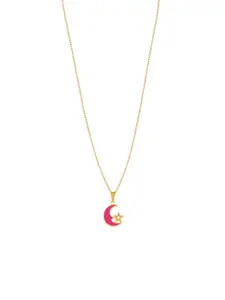 DressBerry Gold-Plated Moon Shaped Pendant With Chain