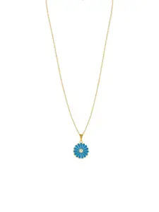 DressBerry Gold-Plated Sun Flower Shaped Pendant With Chain