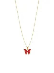 DressBerry Gold-Plated Butterfly Shaped Pendant With Chain