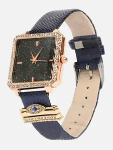 HAUTE SAUCE by  Campus Sutra Women Square Analog Watch With Evil Eye Watch Charm