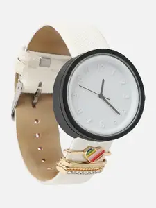 HAUTE SAUCE by  Campus Sutra Round Analogue Watch With Rainbow Heart Watch Charm