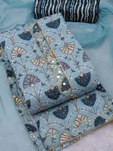 KALINI Floral Printed Gotta Patti Unstitched Dress Material