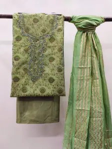 MANVAA Floral Printed Gotta Patti Unstitched Dress Material