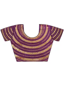 Kalista Purple Embellished Embroidered Pure Chiffon Saree