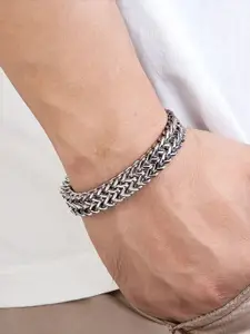 Fashion Frill Men Silver Plated Stainless Steel Charm Bracelet