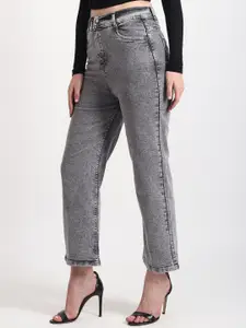 TYFFYN Women Jean Wide Leg High-Rise Clean Look Heavy Fade Stretchable Jeans