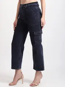 TYFFYN Women Wide Leg Slim Fit High Rise Clean Look Heavy Fade Stretchable Jeans