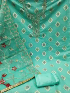 MANVAA Ethnic Motifs Banarasi Jacquard Woven Design Unstitched Dress Material