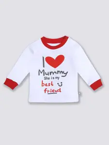 Moms Love Infants Boys Printed Pure Cotton T-shirt with Pyjamas