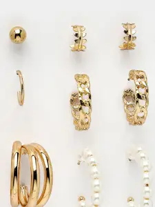 Scintillare By Sukkhi Set Of 6 Gold-Plated Contemporary Hoop Earrings