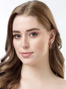 Scintillare By Sukkhi Rose Gold-Plated Crystals Studded Hoop Earrings