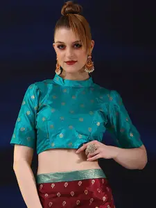 Saree mall Brown & Blue Ethnic Motifs Printed Zari Bagh Saree