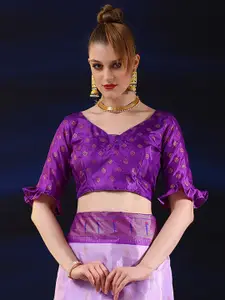 Saree mall Lavender & Red Ethnic Motifs Printed Zari Bagh Saree