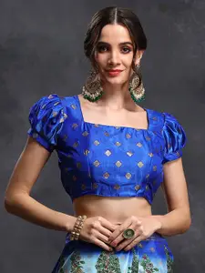 Saree mall Blue & Green Ethnic Motifs Printed Bagh Saree