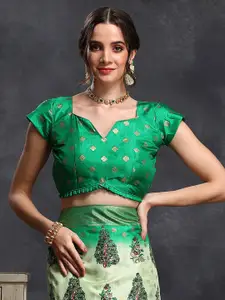 Saree mall Green & Red Ethnic Motifs Printed Zari Bagh Saree