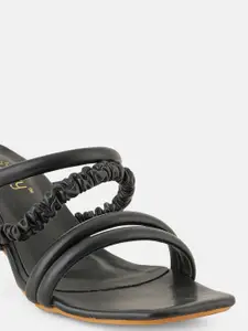 DressBerry Black Strappy Open Toe Block Heels