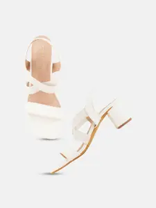 DressBerry White Strappy Open Toe Block Heels