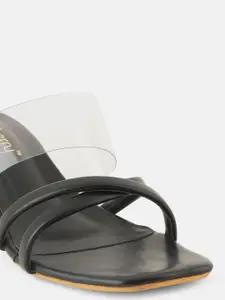 DressBerry Black & Transparent Strappy Open Toe Block Heels