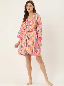 Ms.Lingies Women Abstract Printed Night suit with Robe