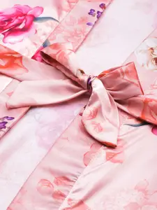 Ms.Lingies Women Printed Satin Robe with Lace Detail