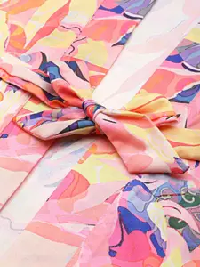 Ms.Lingies Women Printed Satin Robe with Lace Detail