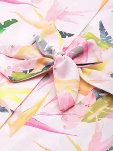 Ms.Lingies Women Printed Satin Robe with Lace Detail