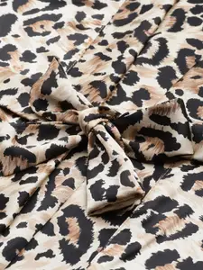 Ms.Lingies Women Printed Satin Robe with Lace Detail