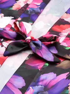 Ms.Lingies Women Printed Satin Robe with Lace Detail