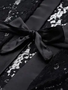 Ms.Lingies Women Solid Maxi Robe with Lace Detail