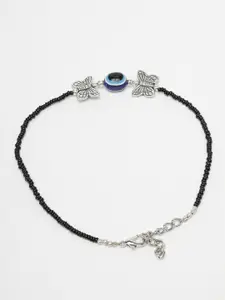 NVR Set Of 2 Evil Eye & Butterfly Beaded Anklets