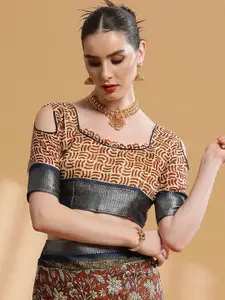 Sangria Ethnic Motif Printed Sarees With Blouse
