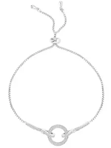 Peora Cubic Zirconia Silver-Plated Charm Bracelet