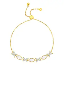 Peora Women Cubic Zirconia Gold-Plated Charm Bracelet
