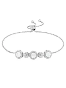 Peora Cubic Zirconia Silver-Plated Charm Bracelet