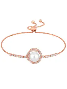 Peora Cubic Zirconia Rose Gold-Plated Charm Bracelet