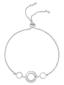 Peora Cubic Zirconia Silver-Plated Charm Bracelet