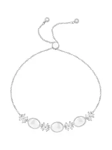 Peora Women Silver-Plated Cubic Zirconia Studded Charm Bracelet
