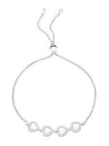 Peora Cubic Zirconia Silver-Plated Charm Bracelet