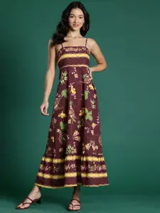 DressBerry Pure Cotton Floral Print Ethnic Maxi Dress