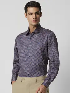 Van Heusen Geometric Printed Spread Collar Cotton Formal Shirt