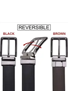 The Roadster Lifestyle Co. Men Textured Reversible Leather Belt