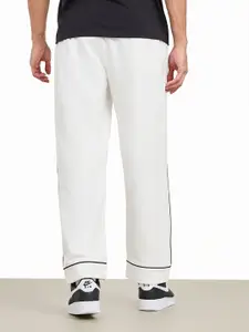 Styli Men White Mid Rise Cotton Relaxed Fit Joggers