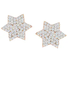 PRIVIU Rose Gold-Plated American Diamond Studs Earrings
