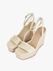 ALDO Textured Open Toe Ankle Loop Wedge Heels