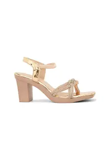 XE Looks Embellished Open Toe Block Heels