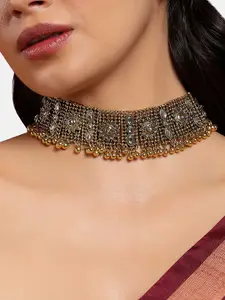 Anouk Gold-Plated Stone-Studded Choker Necklace