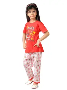 BAESD Girls Printed Pure Cotton Night Suit