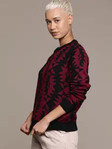 Roadster Women Geometric Printed Acrylic Pullover Sweater